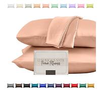 Elegant Comfort Silky and Luxurious 2-Piece Satin Pillowcase Set for Healthier Skin and Hair, Hidden Zipper Closure and Beautifully Packaged, Satin Pillowcase Set, King, Dusty Rose