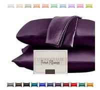 Elegant Comfort Silky and Luxurious 2-Piece Satin Pillowcase Set for Healthier Skin and Hair, Hidden Zipper Closure and Beautifully Packaged, Satin Pillowcase Set, Standard/Queen, Purple