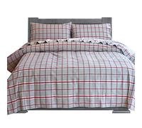 Elegant Comfort Soft 4-Piece 100% Turkish Cotton Flannel Sheet Set - Premium Quality, Deep Pocket Fitted Sheet, Ultra Soft, Cozy Warm Flannel Sheets - Cali King, Plaid Gray