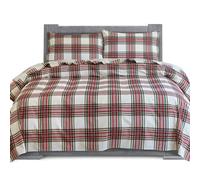 Elegant Comfort Soft 4-Piece 100% Turkish Cotton Flannel Sheet Set - Premium Quality, Deep Pocket Fitted Sheet, Ultra Soft, Cozy Warm Flannel Sheets - Cali King, Plaid Ivory