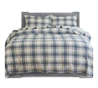 Elegant Comfort Soft 4-Piece 100% Turkish Cotton Flannel Sheet Set - Premium Quality, Deep Pocket Fitted Sheet, Ultra Soft, Cozy Warm Flannel Sheets - Full, Plaid-Navy/Aqua