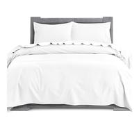 Elegant Comfort Soft 4-Piece 100% Turkish Cotton Flannel Sheet Set - Premium Quality, Deep Pocket Fitted Sheet, Ultra Soft, Cozy Warm Flannel Sheets - King, White