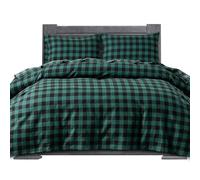 Elegant Comfort Soft 4-Piece 100% Turkish Cotton Flannel Sheet Set - Premium Quality, Deep Pocket Fitted Sheet, Ultra Soft, Cozy Warm and Anti-Pill Flannel Sheets - King, Buffalo Check Green