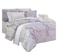 Elegant Comfort Soft, Plush, Lightweight Material, 10pc Marble Set, Microfiber, Lilac/Purple, Queen