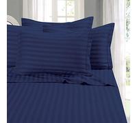 Elegant Comfort Softest and Coziest 4-Piece Sheet Set - 1500 Premium Hotel Quality Microfiber - Luxurious Wrinkle Resistant 4-Piece Damask Stripe Bed Sheet Set, Twin XL, Navy Blue