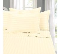 Elegant Comfort Softest and Coziest 4-Piece Sheet Set - 1500 Premium Hotel Quality Microfiber - Luxurious Wrinkle Resistant 4-Piece Damask Stripe Bed Sheet Set, Twin, Ivory