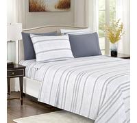 Elegant Comfort Softest and Coziest 6-Piece Sheet Set - 1500 Premium Hotel Quality Microfiber - Deep Pocket, Wrinkle Resistant 6-Piece Floral Bed Sheet Set, Queen, Traci Gray