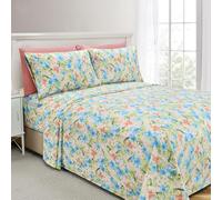 Elegant Comfort Softest and Coziest 6-Piece Sheet Set - 1500 Premium Hotel Quality Microfiber - Deep Pocket, Wrinkle Resistant 6-Piece Floral Magnolia Pattern Bed Sheet Set, California King, Magnolia