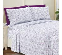 Elegant Comfort Softest and Coziest 6-Piece Sheet Set - 1500 Premium Hotel Quality Microfiber - Deep Pocket, Wrinkle Resistant 6-Piece Paisley Pattern Bed Sheet Set, Queen, Paisley Purple