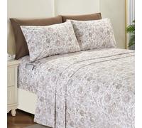 Elegant Comfort Softest and Coziest 6-Piece Sheet Set - 1500 Premium Hotel Quality Microfiber - Deep Pocket, Wrinkle Resistant 6-Piece Paisley Pattern Bed Sheet Set, Full, Paisley Taupe
