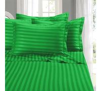 Elegant Comfort Softest and Coziest 6-Piece Sheet Set - 1500 Premium Hotel Quality Microfiber - Deep Pocket, Wrinkle Resistant 6-Piece Damask Stripe Bed Sheet Set, Queen, Emerald Gren