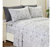 Elegant Comfort Softest and Coziest 6-Piece Sheet Set - 1500 Premium Hotel Quality Microfiber - Deep Pocket, Wrinkle Resistant 6-Piece Paisley Pattern Bed Sheet Set, Queen, Paisley Gray