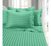 Elegant Comfort Softest and Coziest 6-Piece Sheet Set - 1500 Premium Hotel Quality Microfiber - Deep Pocket, Wrinkle Resistant 6-Piece Damask Stripe Bed Sheet Set, California King, Paradise Teal