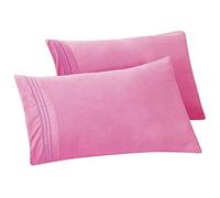 Elegant Comfort Solid Pillowcases 1500 Premium Hotel Quality Microfiber - Smooth Weave, Wrinkle and Stain Resistant, Easy Slip-On, 2-Piece Set, Standard/Queen Pillowcase, Light Pink