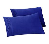 Elegant Comfort Solid Pillowcases 1500 Premium Hotel Quality Microfiber - Smooth Weave, Wrinkle and Stain Resistant, Easy Slip-On, 2-Piece Set, Standard/Queen Pillowcase, Royal Blue