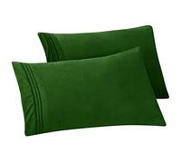Elegant Comfort Solid Pillowcases 1500 Premium Hotel Quality Microfiber - Smooth Weave, Wrinkle and Stain Resistant, Easy Slip-On, 2-Piece Set, Standard/Queen Pillowcase, Hunter Green