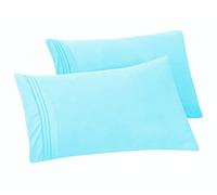 Elegant Comfort Solid Pillowcases 1500 Premium Hotel Quality Microfiber - Smooth Weave, Wrinkle and Stain Resistant, Easy Slip-On, 2-Piece Set, Standard/Queen Pillowcase, Aqua