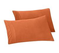 Elegant Comfort Solid Pillowcases 1500 Thread Count Egyptian Quality Microfiber - Smooth Weave, Wrinkle and Fade Resistant, Easy Slip-On, 2-Piece Set, Standard/Queen Pillowcase, Coral