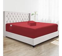 Elegant Comfort Super Soft Bulk 4-Pack Extra Deep Pocket 1500 Premium Hotel Quality Microfiber Fitted Sheet for High Mattress up to 21" inch with Double Sided Smart Pockets, Twin, Burgundy