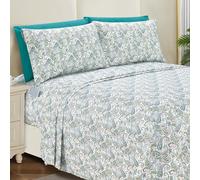Elegant Comfort Teal Blue Paisley 600 Thread Count Luxury Microfiber Sheet Set Soft & Comfortable 4 Piece Set - Wrinkle Free - Deep Pockets, Full Size