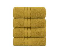 Elegant Comfort Three Line Popcorn Towel Set for Bathroom 16 x 28 inches, Premium Hotel Quality 4-Pack Hand Towels, 100% Turkish Cotton, Soft and Durable, Quick Dry and Highly Absorbent, Amber Gold
