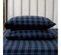 Elegant Comfort Ultra Soft 4-Piece 100% Turkish Cotton Flannel Sheet Set - Buffalo Check Plaid Flannel Sheets, Warm and Cozy Anti-Pill Premium Quality, Deep Pocket Fitted Sheet- Queen, Blue