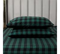 Elegant Comfort Ultra Soft 4-Piece 100% Turkish Cotton Flannel Sheet Set - Buffalo Check Plaid Flannel Sheets, Warm and Cozy Anti-Pill Premium Quality, Deep Pocket Fitted Sheet- Full, Green
