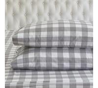 Elegant Comfort Ultra Soft 4-Piece 100% Turkish Cotton Flannel Sheet Set - Buffalo Check Plaid Flannel Sheets, Warm and Cozy Premium Quality, Deep Pocket Fitted Sheet- Full, Gray