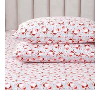 Elegant Comfort Ultra Soft 4-Piece 100% Turkish Cotton Flannel Sheet Set - Holiday Christmas Flannel Sheets, Warm and Cozy Premium Quality, Deep Pocket Fitted Sheet- King, Jolly Santa