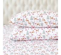 Elegant Comfort Ultra Soft 4-Piece 100% Turkish Cotton Flannel Sheet Set - Holiday Christmas Flannel Sheets, Warm and Cozy Premium Quality, Deep Pocket Fitted Sheet- Queen, Plaid Deer