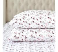Elegant Comfort Ultra Soft 4-Piece 100% Turkish Cotton Flannel Sheet Set - Holiday Christmas Flannel Sheets, Warm and Cozy Premium Quality, Deep Pocket Fitted Sheet- Full, Holly Flower