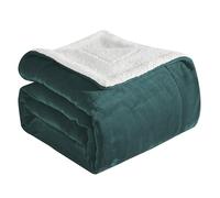 Elegant Comfort Ultra Soft Reversible Flannel Sherpa Blanket - Cozy Silky Fleece Throw for Couch, Bed - Plush Fuzzy Warm Winter Blanket for Gift, Full, Turquoise