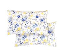 Elegant Comfort Ultra Soft Set of 2 Floral Pint Pillowcases - 1500 Premium Hotel Quality Microfiber, Soft and Smooth Envelope Closure 2-Piece Pillow Covers - Standard/Queen, Gold Jenna
