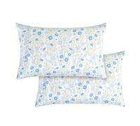 Elegant Comfort Ultra Soft Set of 2 Floral Pint Pillowcases - 1500 Premium Hotel Quality Microfiber, Soft and Smooth Envelope Closure 2-Piece Pillow Covers - Standard/Queen, Blue Laurel
