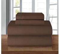 Elegant Comfort Wrinkle Resistant Coziest Bedding Set, All Around Elastic Fitted Sheet, Deep Pocket up to 16 inch, Microfiber, Chocolate Brown, Queen