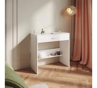 Elegant Compact Dressing Table with Makeup Organiser Drawer, Lower Storage Shelf & Vanity Desk, White, 80 x 40 x 77 cm
