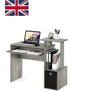 Elegant Compact Home Office Desk in French Oak with Storage Bin & Keyboard Tray