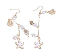 Elegant Conch Shell Dangle Earrings For Women Portable Comfortable Alloy Jewelry With Metallic Finish Beach Accessories Shell Dangle Earrings
