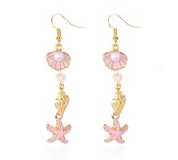 Elegant Conch Shell Dangle Earrings For Women Portable Comfortable Alloy Jewelry With Metallic Finish Beach Accessories Shell Dangle Earrings