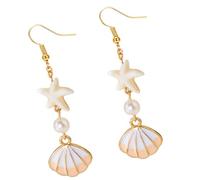 Elegant Conch Shell Dangle Earrings For Women Portable Comfortable Alloy Jewelry With Metallic Finish Beach Accessories Shell Dangle Earrings