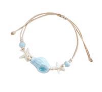 Elegant Conch Star Fish Shells Beaded Bracelet Lightly Woven Hand Chain Beach Bracelet for Women and Girls Braided Resin Shells Jewelry, one size, as described