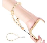 Elegant convertible pearl phone strap wrist strap adjustable strap with secure metal clasp that won't lose your defense phone strap