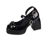 Elegant Cool Punk Gothic Black Lolita Shoes Women Autumn Chunky Platform High Heels Pumps Women Plus Cute Ankle Straps Y2K Shoes, black, 5 UK