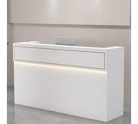Elegant Corner Reception Desk with LED Lighting Lockable Drawers 140 cm Retail Checkout Station Ideal for Grocery Stores Modern Design F-140 cm