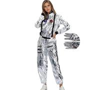 Elegant Cosplay Costume Couple Outfit Style Halloween Party Costume The Wandering Earth Space Theme Cosplay For Adults Sailor Saturn Cosplay Costume (Silver, L)