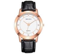 Elegant Couple Simple Dial Easy Read Four Diamond Comfortable Leather Strap Watch, Blake's Door, Strap