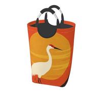 Elegant Crane on Boat at Sunset Dirty Clothes Pack Waterproof Foldable Oxford Cloth Laundry Hamper