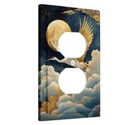 Elegant Crane Switch Cover Plate Moonlight Sky Pattern for Home Decor Thermoplastic Wall Plates Standard Size Single Duplex Plug