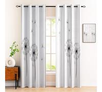 Elegant Cream Lion Tooth Pattern Blackout Curtains - 2 Pieces, Hand-Drawn Plant Design, Ideal for Living Room, Bedroom, Home Office, 140x240 cm