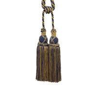 Elegant Criss Cross Double Curtain & Drapery Tassel Tieback, Tassel Length 10" (25cm), 30" Spread (76cm) (Style# TBIC2) Nautical Gold Multicolor #1152 (Light Gold, Yellow Gold, Navy Blue) Set of 4